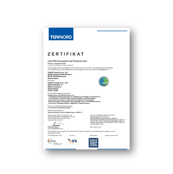 IFS Household and Personal Care Zertifikat