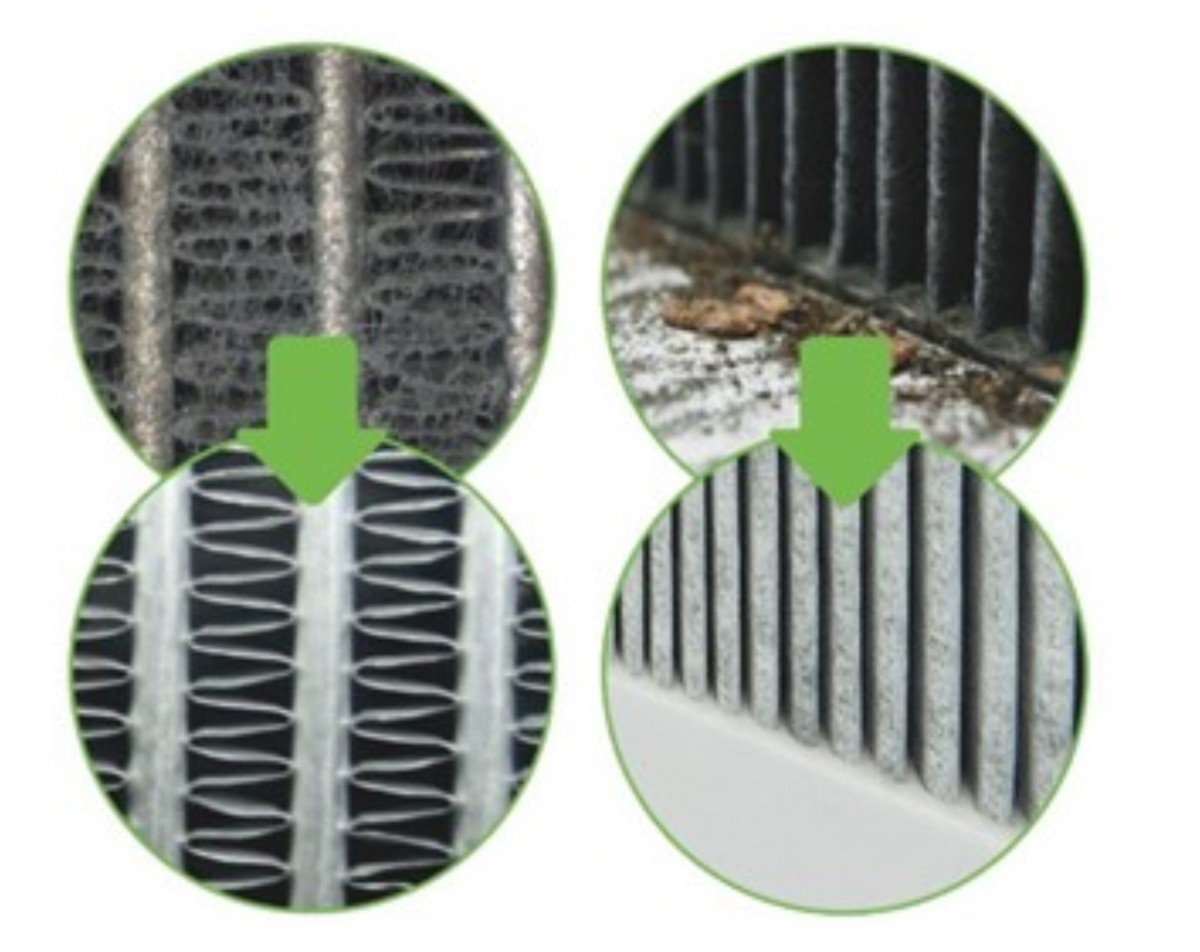 Vorher Nachher Verdampfer und Pollenfilter Vorher Nachher Verdampfer und Pollenfilter